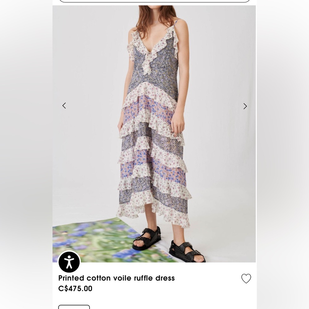 Maje Printed cotton voile ruffle dress - never worn; no tags